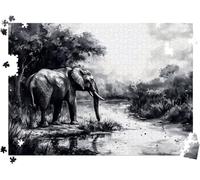 Jigsaws 2000P Pieces for Adults, elephant black Challenging Puzzles l0-80 | Puzzle Wooden 39.2 x 27.8 inches, Large Poster Included, Back Letters Hints, Family Indoor Activity, Home Wall Décor