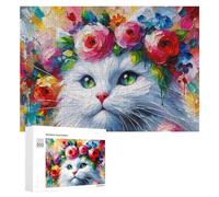 Jigsaws 300 PCS for Adults Acrylic Majestic Blossoming Cat Puzzle for Adults Family Game A Work of Art Unique Birthday And Xmas Gifts 300 PCS