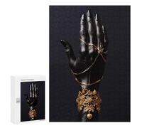 Jigsaws 300 PCS for Adults Black And Gold Jewel Hand1 Adult Jigsaw Puzzle Brain Teaser Game A Work of Art Fun at Home Activities, 300 PCS