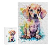 Jigsaws 300 PCS for Adults Cute Baby Dachshund Puppy Puzzles for Adults Hands-on Game Presents for Women Fun Activities at Home 300 PCS