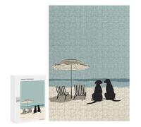 Jigsaws 300 PCS for Adults Dog Beach Tropical Art Adult Jigsaw Puzzle Brain Teaser Game A Work of Art Fun at Home Activities, 300 PCS