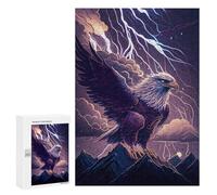 Jigsaws 300 PCS for Adults Eagle Lightning Mountain Artwork Adult Jigsaw Puzzle Brain Teaser Game A Work of Art Fun at Home Activities, 300 PCS