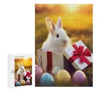 Jigsaws 300 PCS for Adults Easter Bunny Gift Box Adult Jigsaw Puzzle Brain Teaser Game A Work of Art Fun at Home Activities, 300 PCS