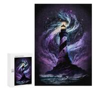 Jigsaws 300 PCS for Adults Enchanted Lighthouse in Starry Sky Adult Jigsaw Puzzle Brain Teaser Game A Work of Art Fun at Home Activities, 300 PCS