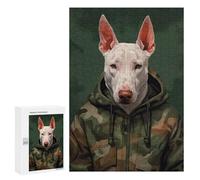 Jigsaws 300 PCS for Adults English Bull Terrier Camo Puzzle for Adults Family Game A Work of Art Unique Birthday And Xmas Gifts 300 PCS
