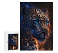 Jigsaws 300 PCS for Adults Flaming Leopard Art Print -2 Adult Jigsaw Puzzle Brain Teaser Game A Work of Art Fun at Home Activities, 300 PCS