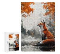 Jigsaws 300 PCS for Adults Fox in Autumn Landscape Adult Jigsaw Puzzle Brain Teaser Game A Work of Art Fun at Home Activities, 300 PCS