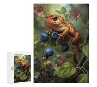 Jigsaws 300 PCS for Adults Frog with Blueberries in Nature Adult Jigsaw Puzzle Brain Teaser Game A Work of Art Fun at Home Activities, 300 PCS
