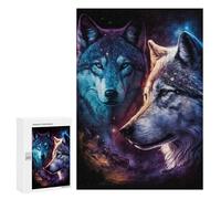 Jigsaws 300 PCS for Adults Galactic Wolf Duo Art Print Adult Jigsaw Puzzle Brain Teaser Game A Work of Art Fun at Home Activities, 300 PCS
