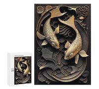 Jigsaws 300 PCS for Adults Golden King Koi Fish Adult Jigsaw Puzzle Brain Teaser Game A Work of Art Fun at Home Activities, 300 PCS