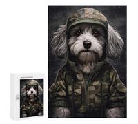 Jigsaws 300 PCS for Adults Havanese Camo Jacket Puzzle for Adults Family Game A Work of Art Unique Birthday And Xmas Gifts 300 PCS