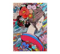Jigsaws 300 PCS for Adults Japanese Kimono Flower Art Jigsaws for Adults Relaxing Games Perfect Decoration Fun Activities at Home 300 PCS
