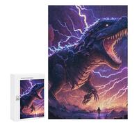 Jigsaws 300 PCS for Adults Jurassic Thunder T-Rex Vs. Lightning Storm Jigsaw Puzzle Brain Teaser Game Presents for Women Fun Activities at Home 300 PCS