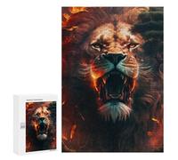 Jigsaws 300 PCS for Adults Lion Roar Forest Fire Adult Jigsaw Puzzle Brain Teaser Game A Work of Art Fun at Home Activities, 300 PCS
