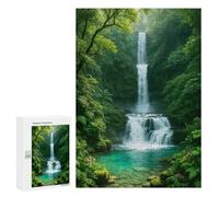 Jigsaws 300 PCS for Adults Lush Waterfall in A Green Forest Puzzles for Adults Hands-on Game Presents for Women Fun Activities at Home 300 PCS