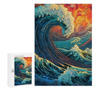 Jigsaws 300 PCS for Adults Ocean Waves Sunset Art Print Adult Jigsaw Puzzle Brain Teaser Game A Work of Art Fun at Home Activities, 300 PCS