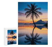 Jigsaws 300 PCS for Adults Palm Tree Sunset Reflection Jigsaws for Adults Toy Wall Decor Birthday Present Unique Birthday And Xmas Gifts 300 PCS
