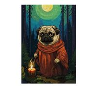 Jigsaws 300 PCS for Adults Pug Wizard Retro Pixel Art Jigsaws for Adults Relaxing Games Perfect Decoration Fun Activities at Home 300 PCS