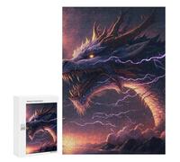 Jigsaws 300 PCS for Adults Thundering Dragon Sky Artwork -1 Jigsaw Puzzle Brain Teaser Game Presents for Women Fun Activities at Home 300 PCS