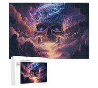 Jigsaws 300 PCS for Adults Thundering Skull Epic Fantasy Artwork Jigsaw Puzzle Brain Teaser Game Presents for Women Fun Activities at Home 300 PCS