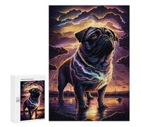 Jigsaws 300 PCS for Adults Thunderous Pug Majesty Adult Jigsaw Puzzle Brain Teaser Game A Work of Art Fun at Home Activities, 300 PCS