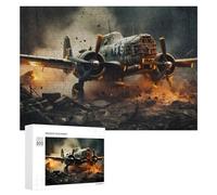 Jigsaws 300 PCS for Adults Warplane Crash in Forest Jigsaw Puzzle Brain Teaser Game Presents for Women Fun Activities at Home 300 PCS