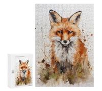 Jigsaws 300 PCS for Adults Watercolor Fox Portrait Jigsaw Puzzle Brain Teaser Game Presents for Women Fun Activities at Home 300 PCS