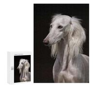 Jigsaws 300 PCS for Adults White Saluki Dog Puzzles for Adults Hands-on Game Presents for Women Fun Activities at Home 300 PCS