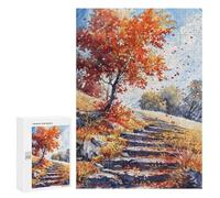 Jigsaws 300 PCS for Adults Winding Autumn Stairs Jigsaw Puzzle Brain Teaser Game Presents for Women Fun Activities at Home 300 PCS