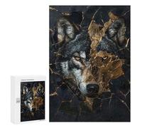 Jigsaws 300 PCS for Adults Wolf Dripping Gold Adult Jigsaw Puzzle Brain Teaser Game A Work of Art Fun at Home Activities, 300 PCS