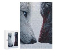 Jigsaws 300 PCS for Adults Wolf Snow Confrontation Duality White Vs Black Wildlife Rivalry Puzzle for Adults Family Game A Work of Art Unique Birthday And Xmas Gifts 300 PCS