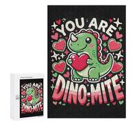 Jigsaws 300 PCS for Adults You Are Dino-Mite - Cute Dinosaur Valentines Day Adult Jigsaw Puzzle Brain Teaser Game A Work of Art Fun at Home Activities, 300 PCS