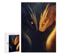 Jigsaws 300 PCS for Teenagerss Black And Gold Dragons Puzzles for Adults Hands-on Game Birthday Present Birthday Present, Gifts, 300 PCS