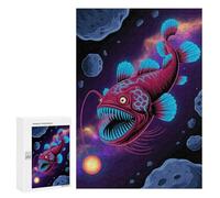 Jigsaws 300 PCS for Teenagerss Cosmic Anglerfish in Asteroid Field Jigsaw Puzzle Brain Teaser Game Stress Reliever Challenging To Complete 300 PCS
