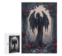 Jigsaws 300 PCS for Teenagerss Dark Gothic Angel in Ruins Jigsaw Puzzle Brain Teaser Game Stress Reliever Challenging To Complete 300 PCS