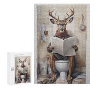 Jigsaws 300 PCS for Teenagerss Deer Reading The Paper Jigsaw Puzzle Brain Teaser Game Stress Reliever Challenging To Complete 300 PCS