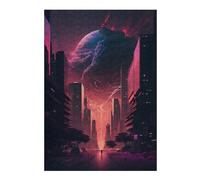 Jigsaws 300 PCS for Teenagerss Dystopian Cityscape Neon Dreams Jigsaw for Adults Brain Teaser Game Analysis And Logic Gifts for Friends And Family 300 PCS