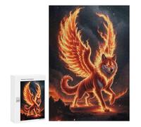 Jigsaws 300 PCS for Teenagerss Fiery Winged Wolf Jigsaw Puzzle Brain Teaser Game Stress Reliever Challenging To Complete 300 PCS
