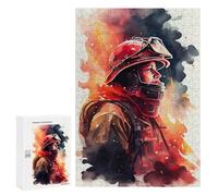Jigsaws 300 PCS for Teenagerss Firefighter Watercolors Jigsaw Puzzle Brain Teaser Game Stress Reliever Challenging To Complete 300 PCS