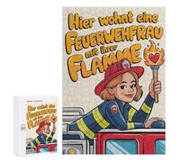 Jigsaws 300 PCS for Teenagerss Firefighter Woman with Flame Jigsaw Puzzle Brain Teaser Game Stress Reliever Challenging To Complete 300 PCS