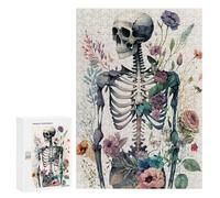 Jigsaws 300 PCS for Teenagerss Floral Skeleton 1 Jigsaw Puzzle Brain Teaser Game Stress Reliever Challenging To Complete 300 PCS