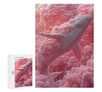 Jigsaws 300 PCS for Teenagerss Floral Whale in Pink Clouds Puzzles for Adults Hands-on Game Birthday Present Birthday Present, Gifts, 300 PCS