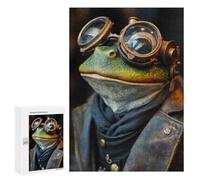 Jigsaws 300 PCS for Teenagerss Funny And Cool Steampunk Frog Jigsaw Puzzle Brain Teaser Game Stress Reliever Challenging To Complete 300 PCS