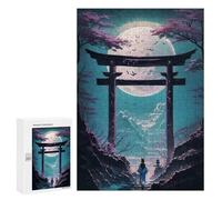 Jigsaws 300 PCS for Teenagerss Geisha Moonlit Torii Jigsaws for Adults Brain Teaser Game Birthday Present Challenging To Complete 300 PCS