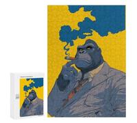 Jigsaws 300 PCS for Teenagerss Gorilla in Suit Smoking Cigar Puzzles for Adults Hands-on Game Birthday Present Birthday Present, Gifts, 300 PCS