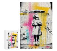 Jigsaws 300 PCS for Teenagerss Graffiti Girl with Umbrella - Urban Street Art Jigsaw Puzzle Brain Teaser Game Stress Reliever Challenging To Complete 300 PCS