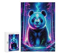 Jigsaws 300 PCS for Teenagerss Magical Neon Panda 01 Jigsaw Puzzle Brain Teaser Game Stress Reliever Challenging To Complete 300 PCS