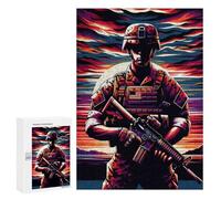 Jigsaws 300 PCS for Teenagerss Marine Corps Sunset Wpap Puzzles for Adults Hands-on Game Birthday Present Birthday Present, Gifts, 300 PCS