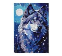 Jigsaws 300 PCS for Teenagerss Moon Wolf Retro Pixel Art Jigsaw for Adults Brain Teaser Game Analysis And Logic Gifts for Friends And Family 300 PCS