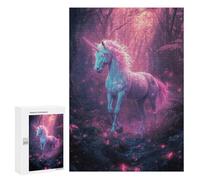 Jigsaws 300 PCS for Teenagerss Mystical Unicorn In Forest Jigsaw Puzzle Brain Teaser Game Stress Reliever Challenging To Complete 300 PCS